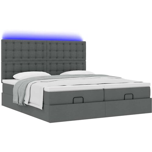 VidaXL otomanski okvir kreveta s madracima tamnosivi 200x200cm tkanine Slike