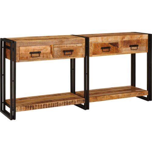 VidaXL Konzolne mizice 2 pcs Rjava 160 x 33 x 75 cm Trd grob mango les Slike