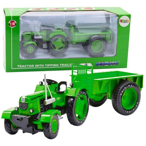 Metalni poljoprivredni traktor s prikolicom zeleni 1:18 Slike