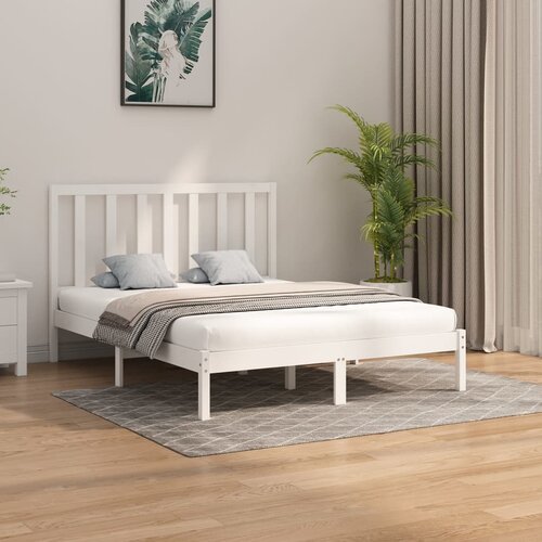 The Living Store Posteljni okvir bel iz trdnega lesa 160x200 cm - Posteljni Okvir, (21525262) Slike
