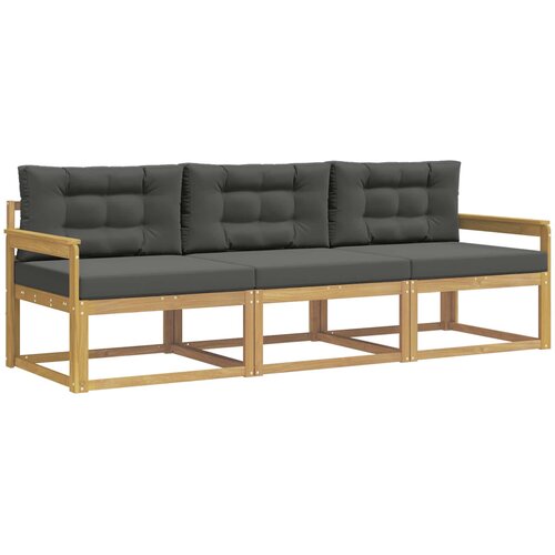  Set vanjskih sofa s jastukom 3 pcs Bijela i antracit Poliester Slike