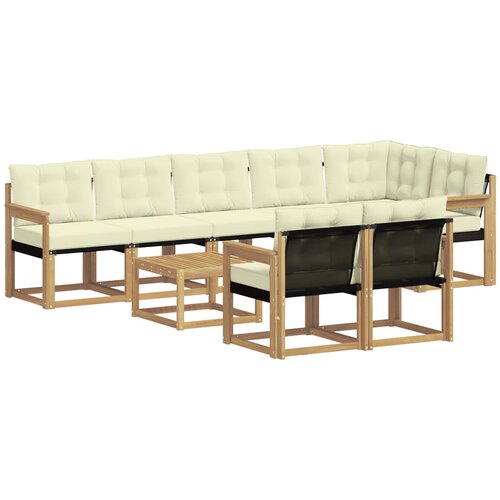 vidaXL Zunanja garnitura za sedenje z blazino 9 pcs Bela in krem, (5000282478) Cene