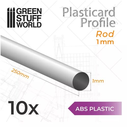 Green Stuff World ABS Round Rods 1mm PACK Slike
