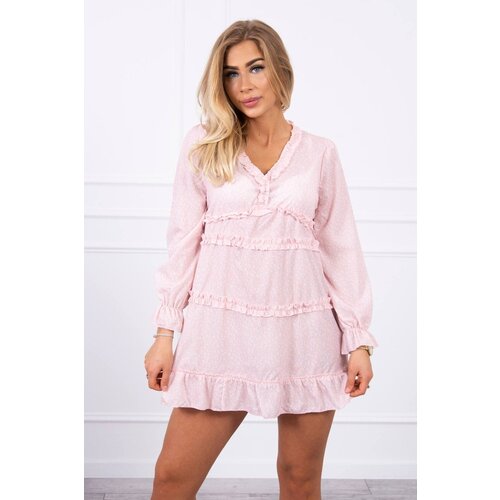 Kesi Dress with decorative ruffles powder pink Cene