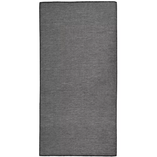 vidaXL Zunanja preproga ploščato tkanje 100x200 cm siva
