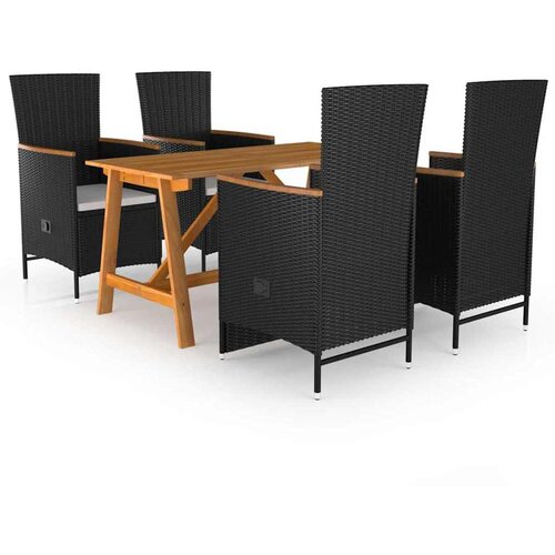  5-dijelni vrtni blagovaonski set crni Cijene