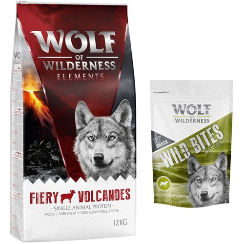 Wolf of Wilderness 12 kg suhe hrane + Snack gratis! - "Fiery Volcanoes" - jagnjetina + Green Fields - jagnjetina (monoprotein) Cene