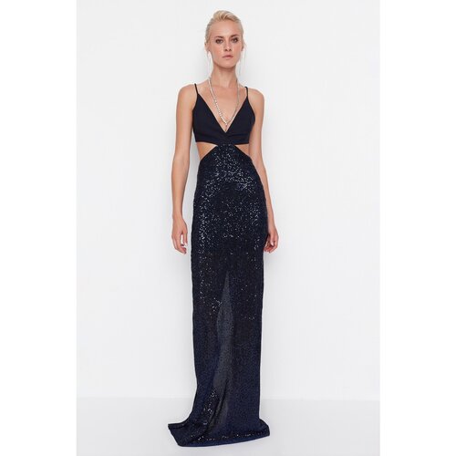 Trendyol Navy Blue Sequin Detailed Evening Dress Slike