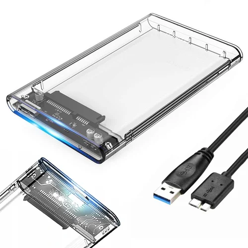  2,5" SATA ohišje za trdi disk USB 3.0 LED prozoren