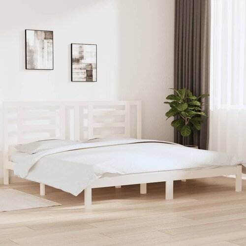 The Living Store Posteljni okvir bel iz trdne borovine 200x200 cm - Posteljni Okvir, (21528238) Slike