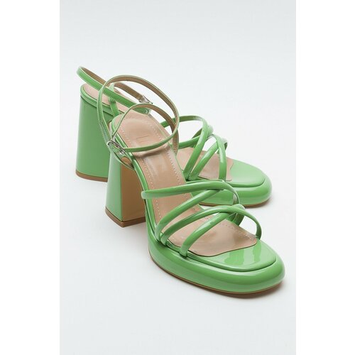 LuviShoes OPPE Green Patent Leather Women's Heeled Shoes Slike