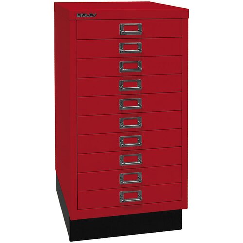BISLEY Predalnik MultiDrawer™, serija 29, s podnožjem, DIN A3, 10 predalov, kardinalsko rdeč Cene