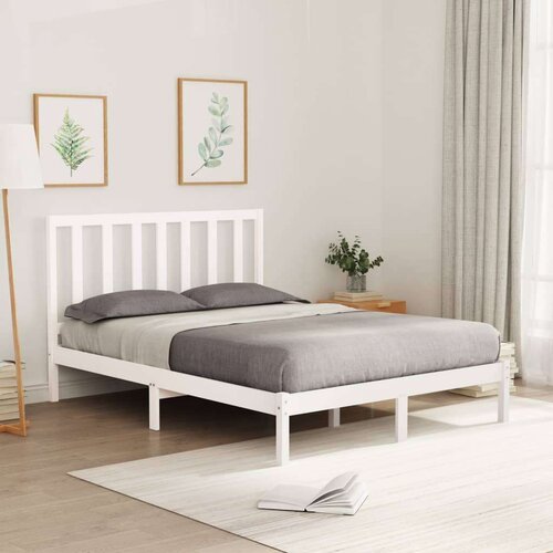  Posteljni okvir bel iz trdnega lesa 120x200 cm, (20644142) Slike