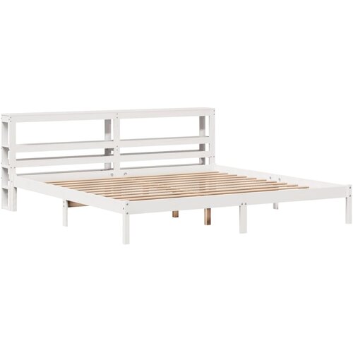 vidaXL Posteljni okvir z vzglavjem bel 180x200 cm borovina, (21292107) Cene