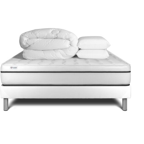 VITALIT Kompletni paket za posteljo - Vzmetnica 140x190 cm + Vzmetni okvir z letvami (v kompletu) + 2 vzglavnika + Prevleka - Vital Spa, (21613638) Slike