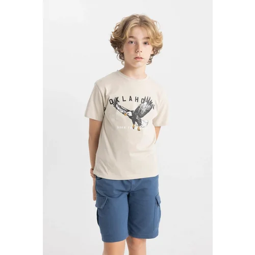 Defacto Boy's Crew Neck Printed Short Sleeve T-Shirt