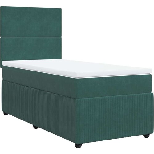VidaXL Box spring krevet s madracem tamnozeleni 90x200 cm bar&amp;scaron;unasti Slike