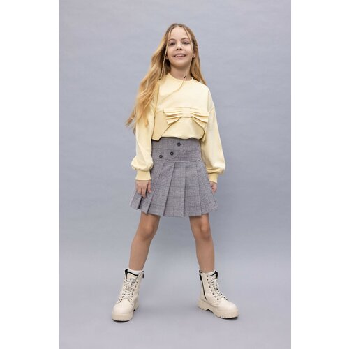 Defacto Girl Square Patterned Pleated Skirt Slike