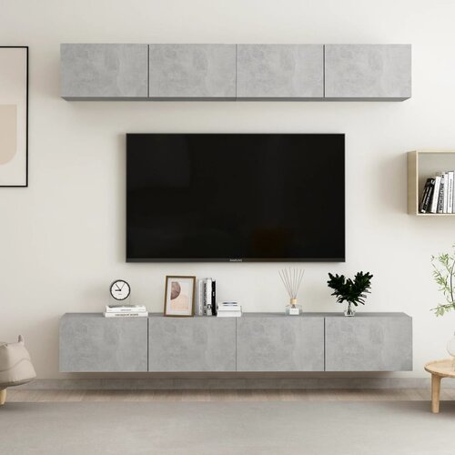 TV ormarići 4 kom boja betona 100x30x30 cm konstruirano drvo Cijene
