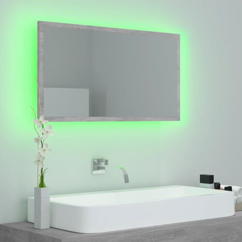  LED kupaonsko ogledalo siva boja betona 80x8,5x37 cm akrilno Slike