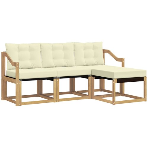 vidaXL Zunanja garnitura za sedenje z blazino 4 pcs Bela in krem, (5000281716) Cene