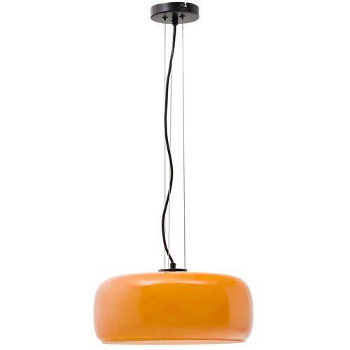 Kave Home Oranžna LED viseča svetilka s steklenim senčilom &amp;oslash; 38 cm Reig &amp;ndash; Slike