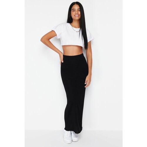 Trendyol Black High Waist Bodycone/Fitted Maxi Skirt Slike