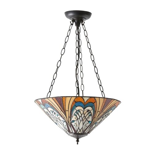 Endon 70750 - Luster na lancu Tiffany HECTOR 3xE27/60W/230V, prečnik 40 cm Slike