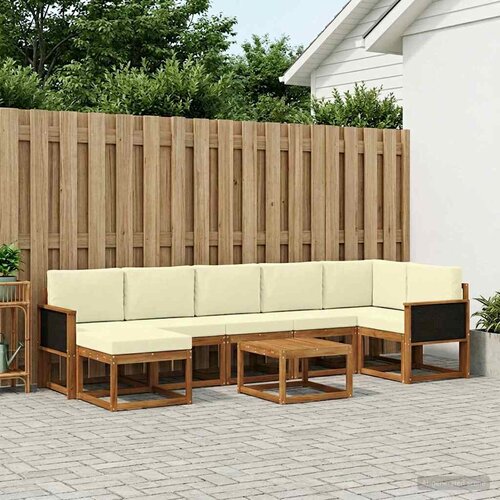  Set vanjskih sofa s jastukom 8 pcs Prirodna i krem Poliester Cene