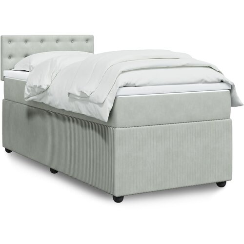 vidaXL Box spring postelja z vzmetnico svetlo siva 80x200 cm žamet Cene