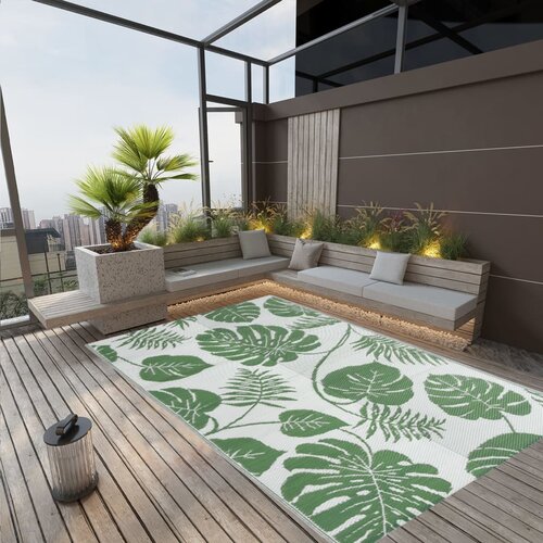 VidaXL Zunanja preproga zelena 190x290 cm PP Slike