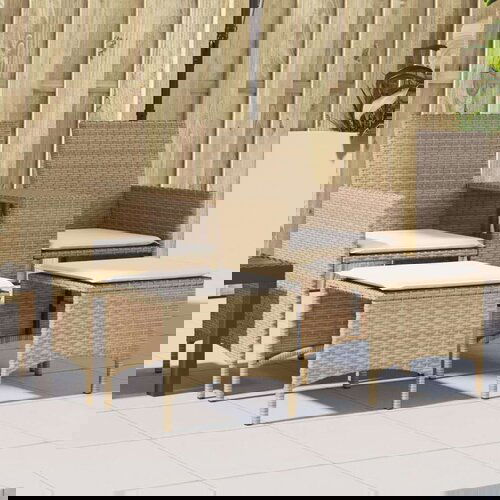  Vrtni dvosjed sa stolićem i tabureima bež od poliratana Slike