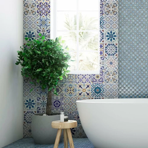 Ambiance Komplet 30 stenskih nalepk Tiles Azulejos Riviera, 10 x 10 cm