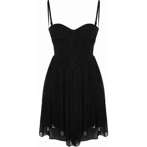 Trendyol Black Waist Opening/Skater Lace Dress