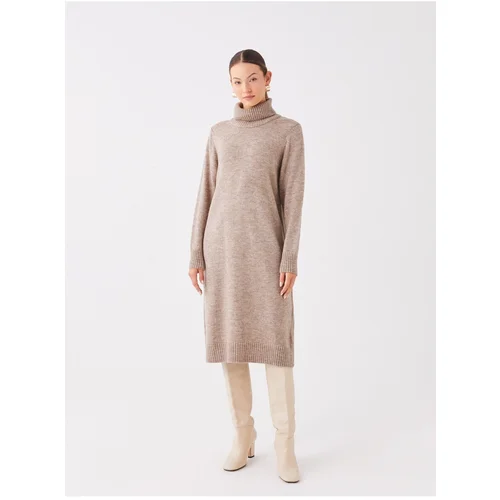 LC Waikiki Women's Turtleneck Straight Long Sleeve Oversized Knitwear Dress