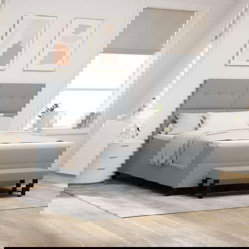  Krevet s boxspringom s madracem i klupom svijetlo siva 140x200 cm tkanina Cijene