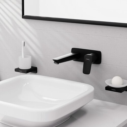 Hansgrohe logis 195 matt black uzidna baterija (slavina) za umivaonik sa odlivnim ventilom sifona nezatvorivim 71220670 Slike