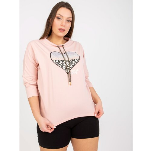 Fashion Hunters Dusty pink plus size blouse with a rhinestones appliqué Slike