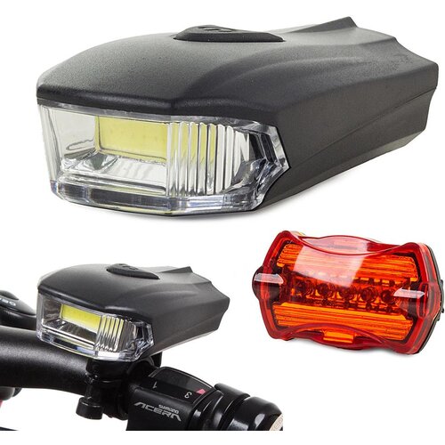  Set univerzalna LED COB svjetiljka za bicikl 5W + stražnje svjetlo Slike