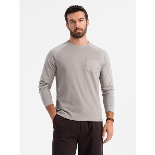 Ombre Men&amp;#039;s longsleeve with &amp;quot;waffle&amp;quot; texture - ash Slike