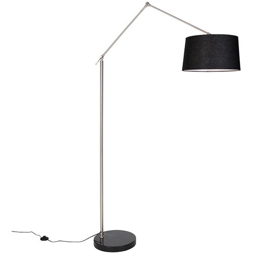 QAZQA Moderna talna svetilka jekleno platneno senčnik črn 45 cm - Editor Cene