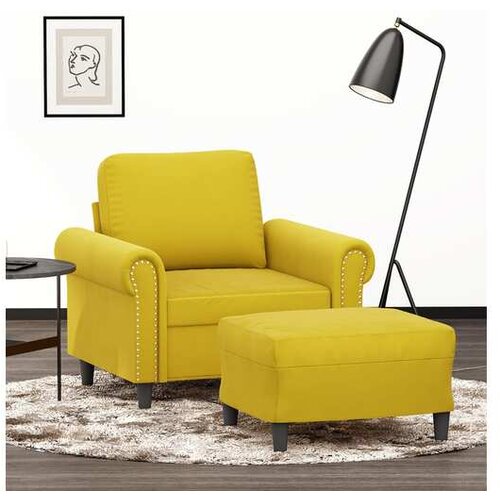 vidaXL Fotelja s tabureom žuta 60 cm baršunasta Cijene