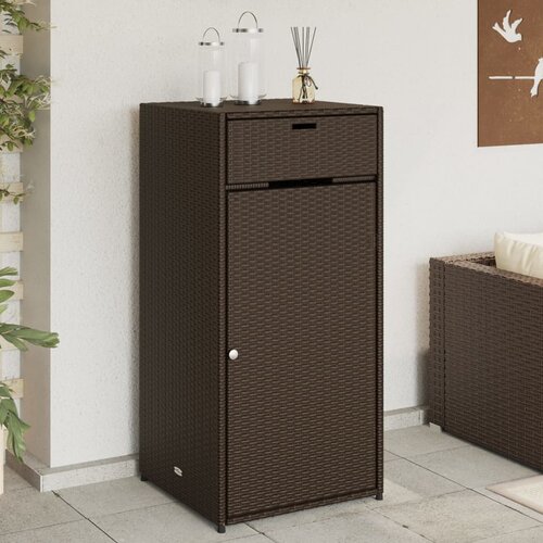 The Living Store Vrtna omara za shranjevanje rjava 55x55x111 cm poli ratan - Vrtna Omara, (21472876) Slike