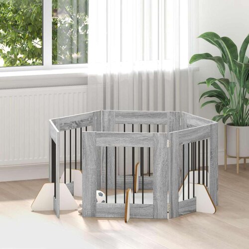  Vrata za pse z stojali 6 pcs Siva Sonoma 60 x 60 cm, (5000232672) Cene