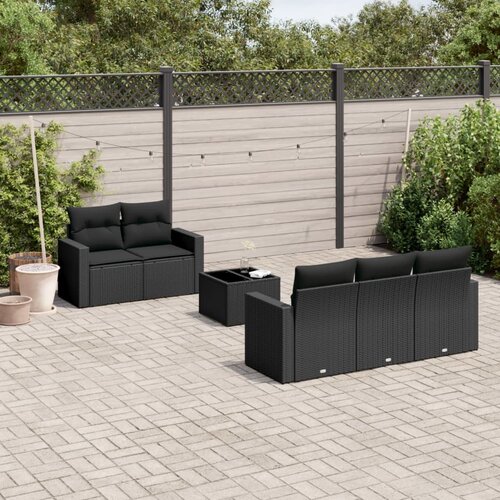 vidaXL 6-dijelni set vrtnih sofa s jastucima crni od poliratana Cijene