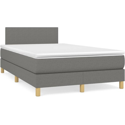 vidaXL Box spring postelja z vzmetnico LED temno siva 120x190 cm blago Cene
