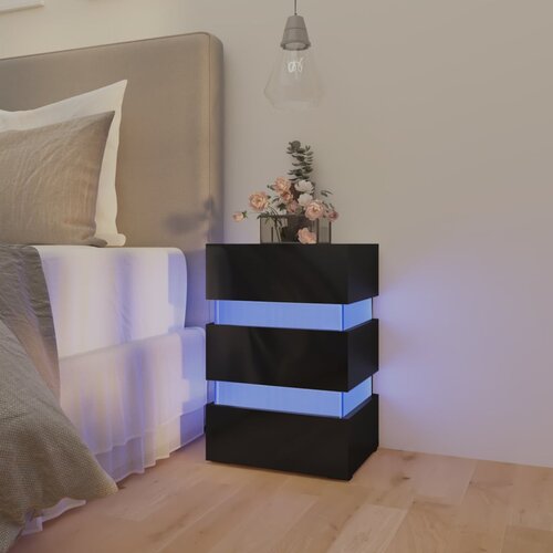 vidaXL LED nočna omarica visok sijaj črna 45x35x67 cm iverna plošča Cene
