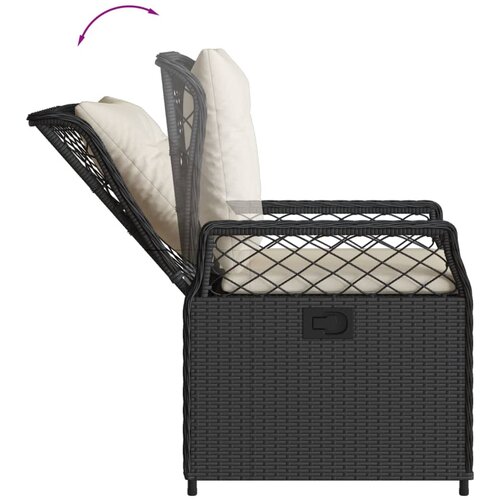  5-dijelni vrtni blagovaonski set s jastucima od poliratana crni Crna Dužina stola 80 cm Slike