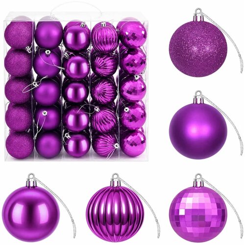  Set božićnih kuglica 75 kom. Lila 6 cm Polistiren - Lila Slike