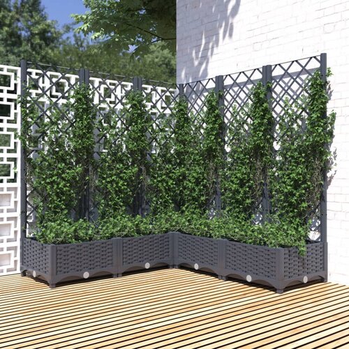 vidaXL Cvetlično korito z oporno mrežo temno sivo 120x120x121,5 cm PP Cene